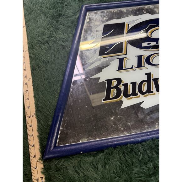 Vtg BUD ICE Draft Beer Budweiser USA Slanted Mirror Sign Anheuser Busch 22x25 - Picture 6 of 7